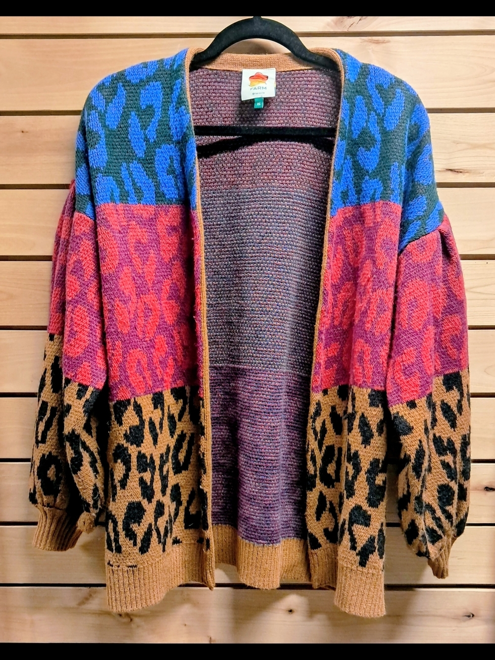 FARM Rio Leopard Open Front Cardigan Size XS